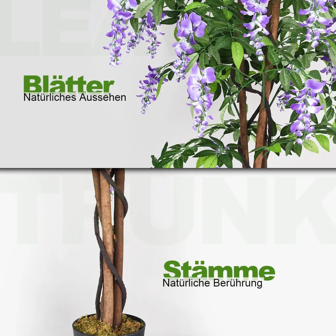 Kunstpflanze Verwendbare Künstliche Palme Kunstbaum 75 cm/150 cm/180 cm Lila/Rosa/Weiß