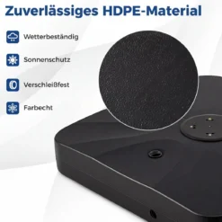 Kurbelschirmständer mit Rollen HDPE 105cm quadratisch füllbar für Garten Terrasse Poolbereich Schwarz