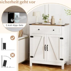Landhaus-Sideboard mit Türen & Schublade & verstellbarem Regal Buffetschrank Küchenschrank