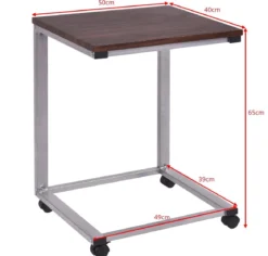 Laptoptisch Beistelltisch mit 4 Räder 50 x 40 x 65 cm