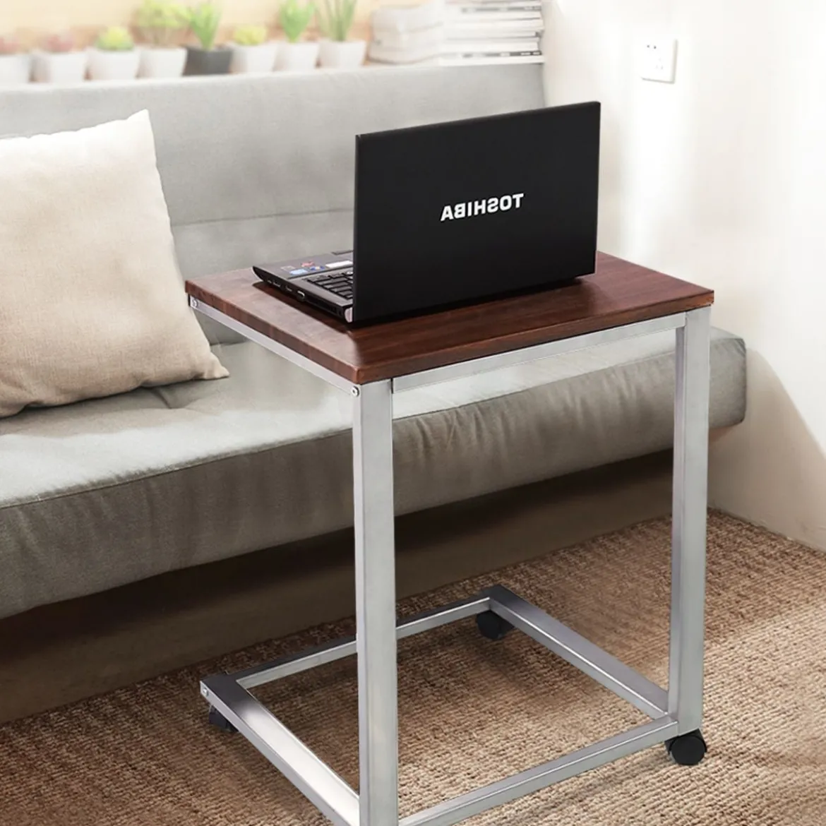 Laptoptisch Beistelltisch mit 4 Räder 50 x 40 x 65 cm