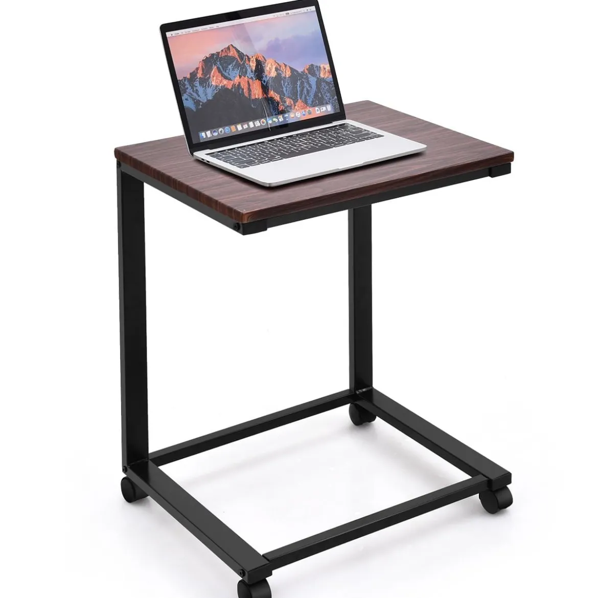 Laptoptisch Beistelltisch mit 4 Räder 50 x 40 x 64,5 cm Braun und Schwarz