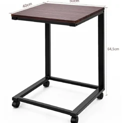 Laptoptisch Beistelltisch mit 4 Räder 50 x 40 x 64,5 cm Braun und Schwarz
