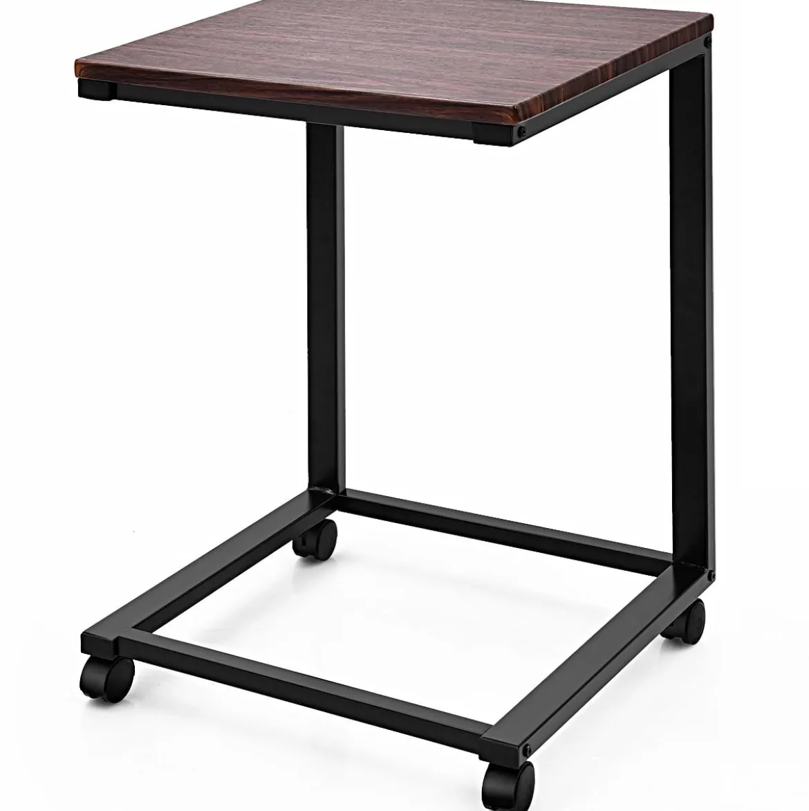 Laptoptisch Beistelltisch mit 4 Räder 50 x 40 x 64,5 cm Braun und Schwarz