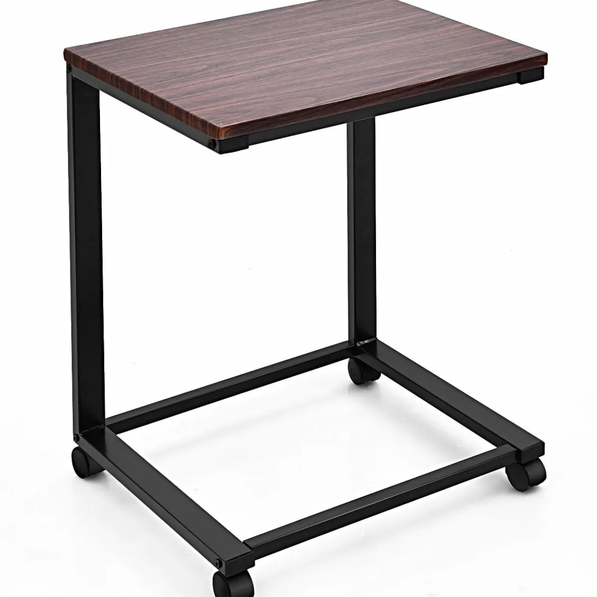 Laptoptisch Beistelltisch mit 4 Räder 50 x 40 x 64,5 cm Braun und Schwarz