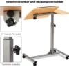 Laptoptisch Höhenverstellbarer Notebooktisch Betttisch mit Rollen und Bremsen Natur 64 x 44 x 64-95 cm