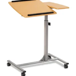 Laptoptisch Höhenverstellbarer Notebooktisch Betttisch mit Rollen und Bremsen Natur 64 x 44 x 64-95 cm