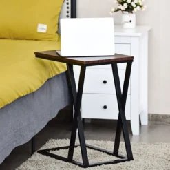 Laptoptisch Kleiner Beistelltisch Kaffeetisch Braun 50 x 34,5 x 60 cm