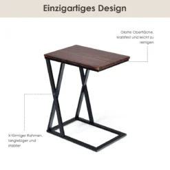 Laptoptisch Kleiner Beistelltisch Kaffeetisch Braun 50 x 34,5 x 60 cm