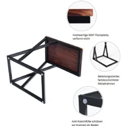 Laptoptisch Kleiner Beistelltisch Kaffeetisch Braun 50 x 34,5 x 60 cm