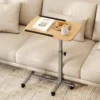 Laptoptisch mit 5 Rollen Beistelltisch Notebooktisch Höhe/Winkel verstellbar Rollentisch mit Bremsen 60×40×71-91cm Natur
