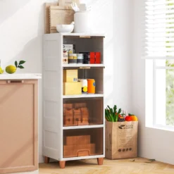 150 L Aufbewahrungsboxmit Magnetischen Türen 4er Set Stapelbare Kunststoffbox Weiß