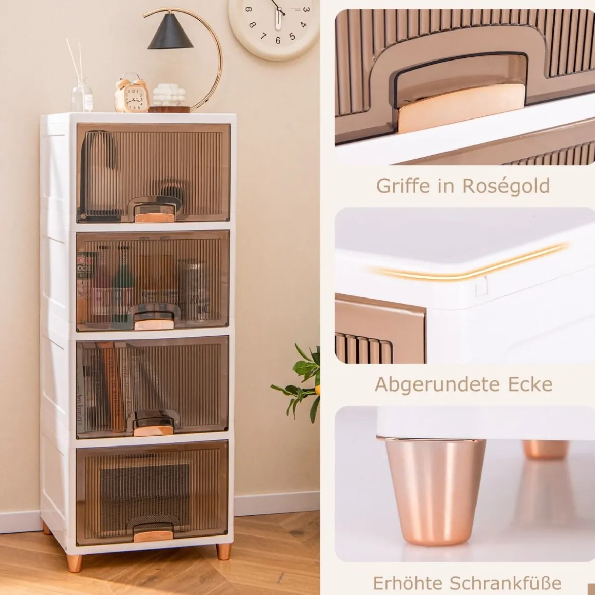 150 L Aufbewahrungsboxmit Magnetischen Türen 4er Set Stapelbare Kunststoffbox Weiß