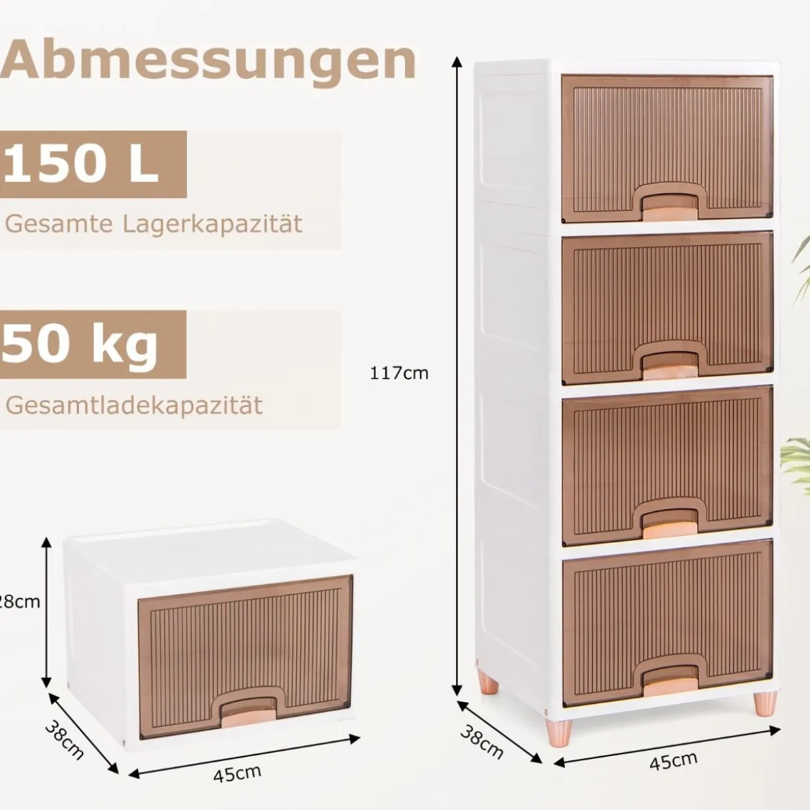 150 L Aufbewahrungsboxmit Magnetischen Türen 4er Set Stapelbare Kunststoffbox Weiß