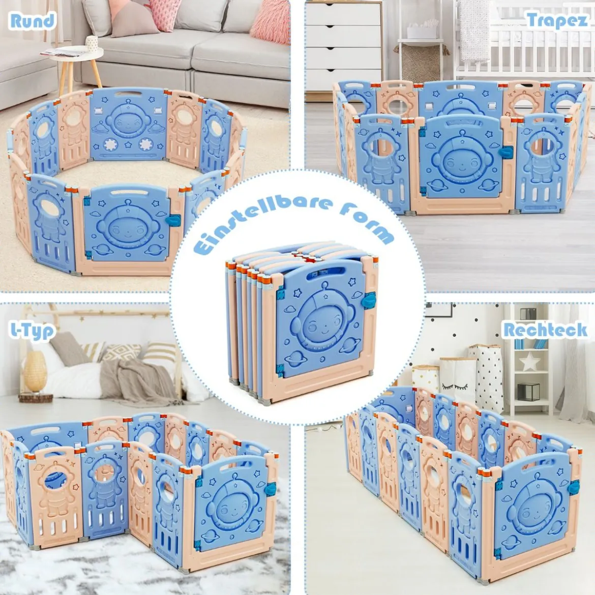 Laufgitter mit Tür und Spielzeugboard Baby Laufstall faltbar 30 x 61 cm