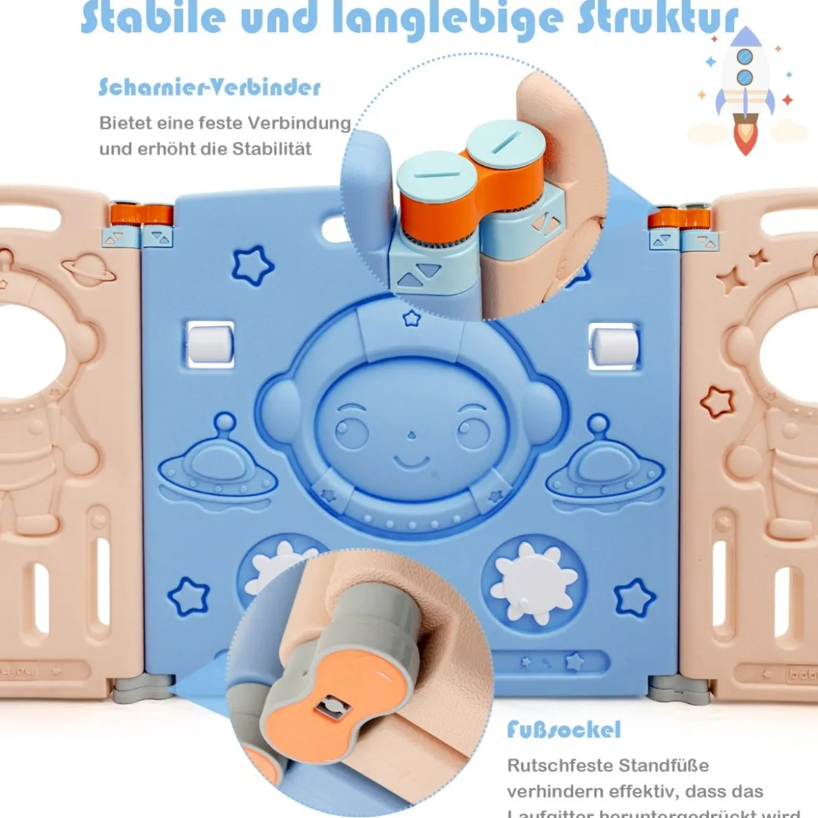 Laufgitter mit Tür und Spielzeugboard Baby Laufstall faltbar 30 x 61 cm