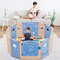 Laufgitter mit Tür und Spielzeugboard Baby Laufstall faltbar 30 x 61 cm