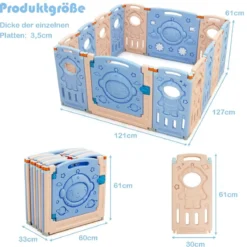 Laufgitter mit Tür und Spielzeugboard Baby Laufstall faltbar 30 x 61 cm
