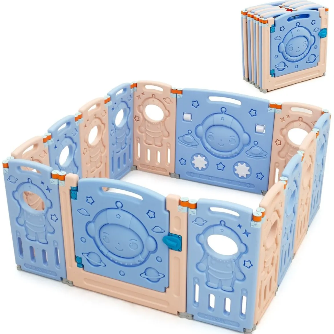 Laufgitter mit Tür und Spielzeugboard Baby Laufstall faltbar 30 x 61 cm