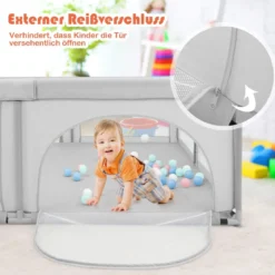 Laufgitterzelt für Säuglinge und Kleinkinder Krabbelgitter mit 2 Türen Grau