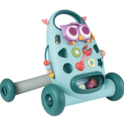 Lauflernhilfe Laufwagen mit abnehmbarem ovalem Spieler & Formen-Sortierer Lauflernwagen Blau