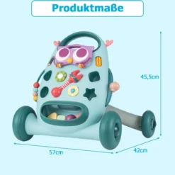 Lauflernhilfe Laufwagen mit abnehmbarem ovalem Spieler & Formen-Sortierer Lauflernwagen Blau