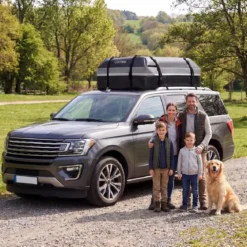 450L Auto Dachbox mit Anti-Rutsch-Matte & 6 Türhake & Schloss & Tragetasche Grau