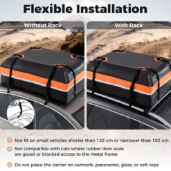 450L Auto Dachbox mit Anti-Rutsch-Matte & 6 Türhake & Schloss & Tragetasche Orange
