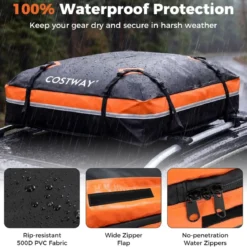 600L Auto Dachbox mit Anti-Rutsch-Matte & 6 Türhake & Schloss & Tragetasche Orange
