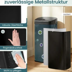 68 L Automatischer Mülleimer mit Sensor & Dual-Zonen Intelligenter Abfalleimer Schwarz