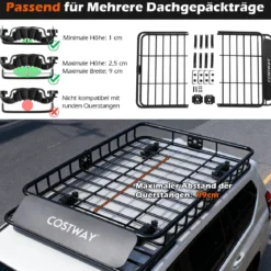 425 L Dachbox Auto mit Dachträger & 6 Türhaken & Tragetasche Wasserdichter Dachkoffer Orange