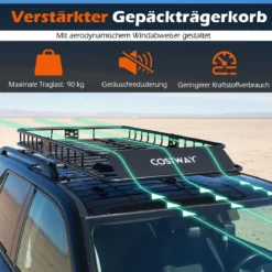 425 L Dachbox Auto mit Dachträger & 6 Türhaken & Tragetasche Wasserdichter Dachkoffer Orange