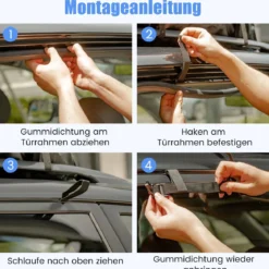 600L Dachbox für Auto mit 6 Türhaken & Zahlenschloss Rutschfester Matte & Tragetasche Dachkoffer Grau