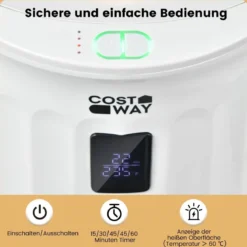 20L Deluxe Eimer Handtuchwärmer mit Timer & Tragbarem Griff & 20 L Kapazität Weiß 34 x 34 x 48cm