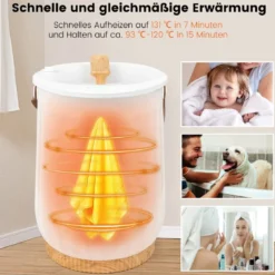 20L Deluxe Eimer Handtuchwärmer mit Timer & Tragbarem Griff & 20 L Kapazität Weiß 34 x 34 x 48cm
