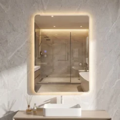 LED Badezimmer Spiegel mit Antibeschlag Dimmbares Beleuchtetes Schminkspiegel 70 x 50 cm