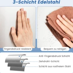 56L Edelstahl Mülleimer mit Bewegungssensor & 2 Abfallbehältern & Soft-Close-Abdeckung Abfalleimer Silber