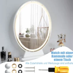 LED Kosmetikspiegel Tischspiegel mit 4 Beleuchtungsmodi Makeup Spiegel
