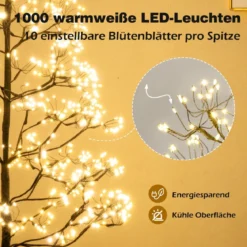 LED Lichterbaum 150 cm Leuchtbaum mit 1000 warmweißen Leuchten LED Baum Innen Lichterzweige mit Zemenständer