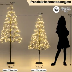 LED Lichterbaum 150 cm Leuchtbaum mit 1000 warmweißen Leuchten LED Baum Innen Lichterzweige mit Zemenständer