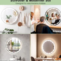 LED-Spiegel Ø 60 cm Runder LED-Spiegel mit Anti-Beschlage Spiegelheizung Badezimmerspiegel Schutzklasse IP65