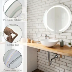 LED-Spiegel Runder Badezimmerspiegel mit LED-Leuchten 50 cm Durchmesser