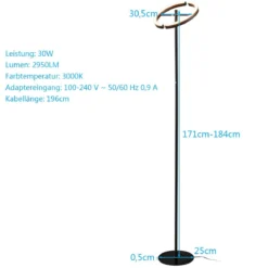 LED Stehlampe dimmbar Deckenfluter Standleuchte Stehleuchte Metalllampe