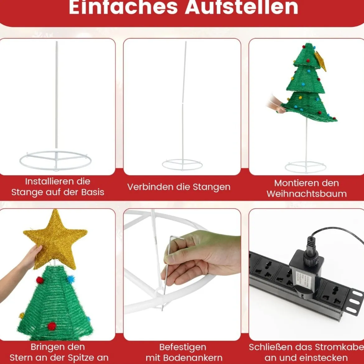 LED Weihnachtsbaum künstlich 190cm beleuchteter Tannenbaum mit 200 LED-Lichern
