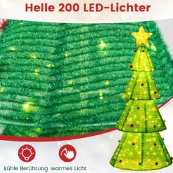 LED Weihnachtsbaum künstlich 190cm beleuchteter Tannenbaum mit 200 LED-Lichern