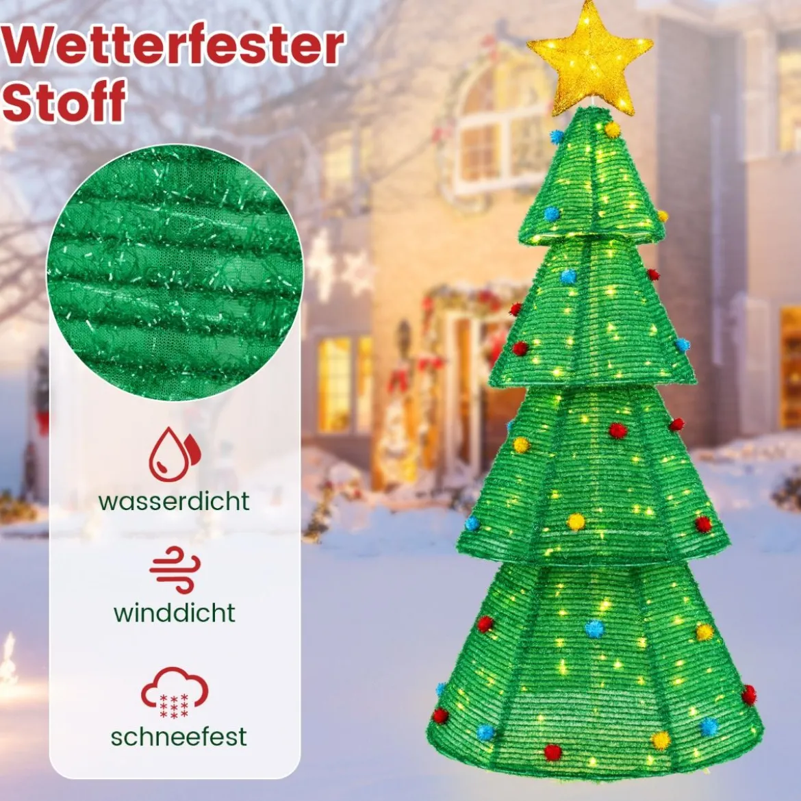LED Weihnachtsbaum künstlich 190cm beleuchteter Tannenbaum mit 200 LED-Lichern