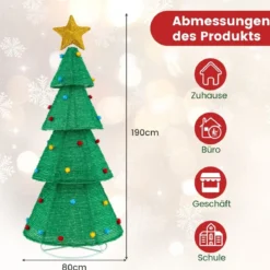 LED Weihnachtsbaum künstlich 190cm beleuchteter Tannenbaum mit 200 LED-Lichern