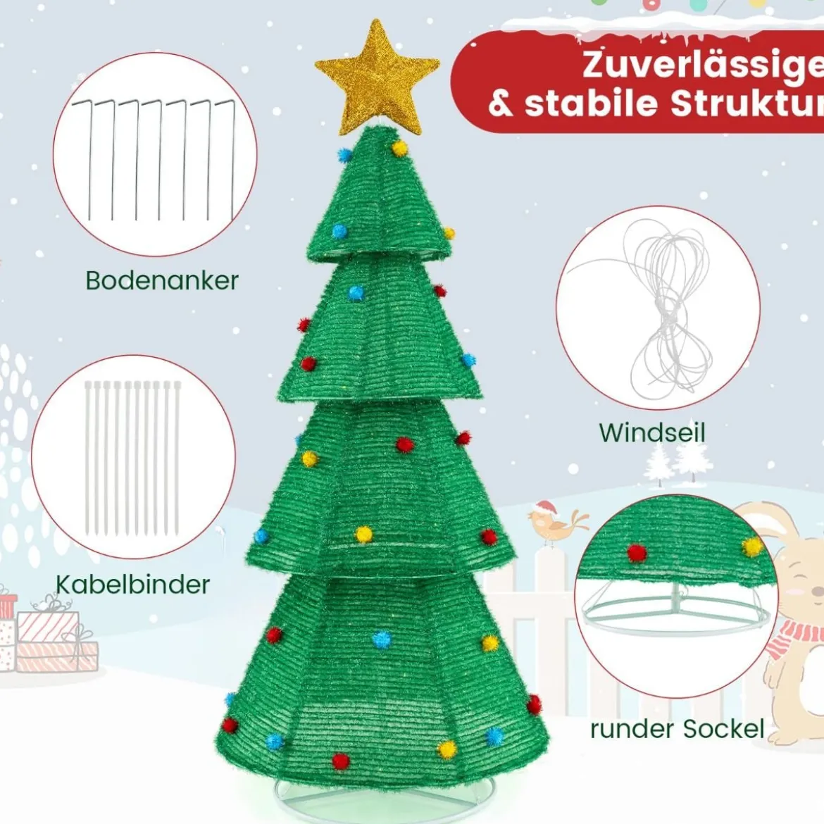 LED Weihnachtsbaum künstlich 190cm beleuchteter Tannenbaum mit 200 LED-Lichern