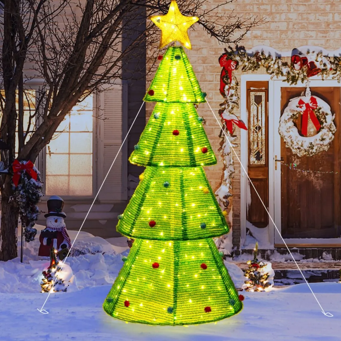 LED Weihnachtsbaum künstlich 190cm beleuchteter Tannenbaum mit 200 LED-Lichern