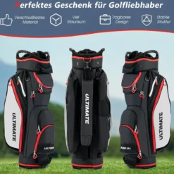 Leichte Golfschlägertasche mit 14-fach-Unterteilung in Voller Länge Schwarz